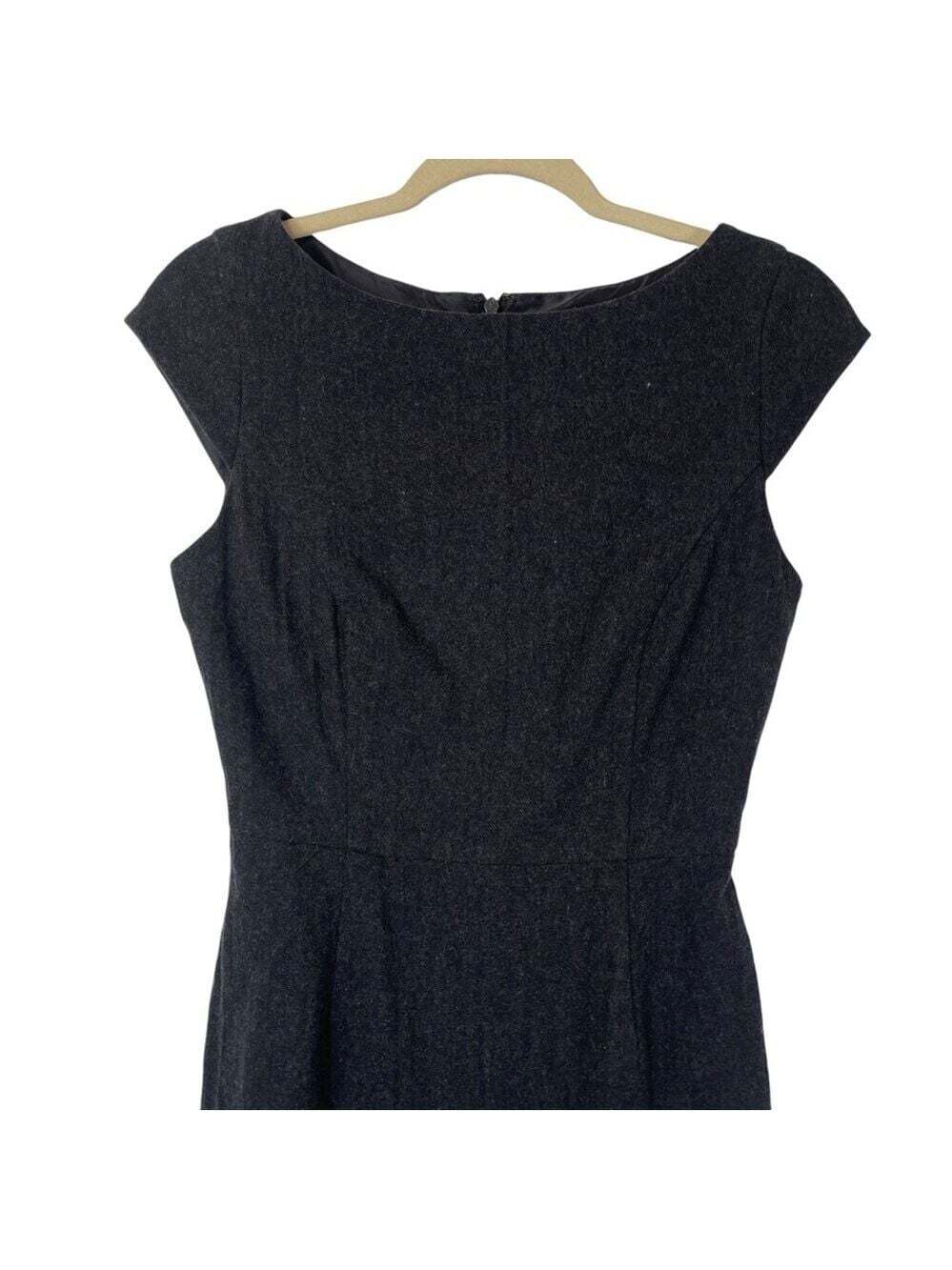 Anthropologie PIM + LARKIN Grey Wool Dress Small Fit and Flare Cap Sleeve MIDI - Picture 3 of 16